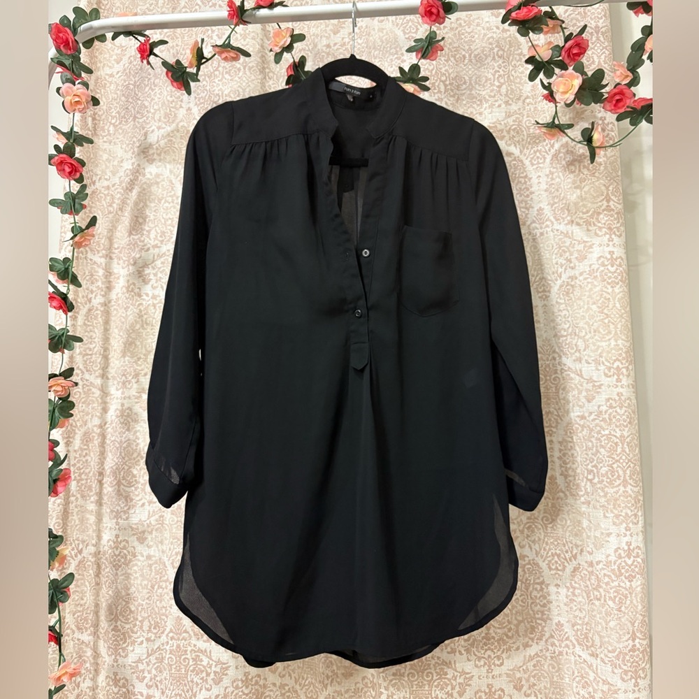 Black Blouse with Adjustable Sleeves